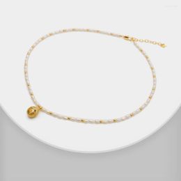 Chains Amorita Boutique Natural Pearl Beaded Round Pendant Long Necklace Fashion Jewellery Charm Jwelry Gift