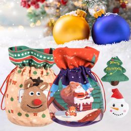 Christmas Decorations Apple Bags Snowman Drawstring Bag Gift Holders For Candy Chocolate Flannel Santa Sacks Decoration