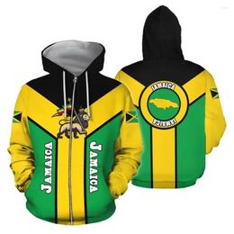 Men's Hoodies Men's Lightweight Pullover Hoodie Sweater Jamaica Of Flag Pattern Full Zip-Up Mens Hooded Fleece Sweatshirt Tracksuit Coat