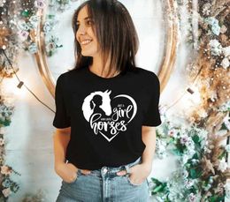 Just A Girl Womens T Shirt Who Loves Horses T-shirt Horse Farm Lover Tee Trendy