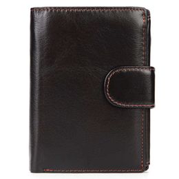 Wallets Men's Short Retro Genuine Leather Coin Purse Top Cowhide Business Card Holder Bag Vertical Man L221101