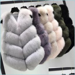 Women'S Fur Faux Fur Womens Fur Faux Cherrys Women Natural Real Vest Jacket Waistcoat Gilet Genuine Plus Size Thick Coats Warm Lux Dhq5R