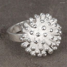 Wedding Rings Pure 925 Silver For Women Fire Flower Finger Ring Size 6/7/8/9# Band Fashion Jewellery Accessories Wholesale Bijoux