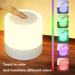 Night Lights USB LED Light 7 Colors Mini Portable Touch Bedside Lamp Outdoor Indoor Children Bedroom Living Room Ornament Table