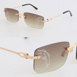 New Designer Model Mirror lens Rimless Sunglasses Womens 00500 Woman Large Square Glasses Unisex Sunglass Male and Female Eyeglasses Size 58-20-140MM