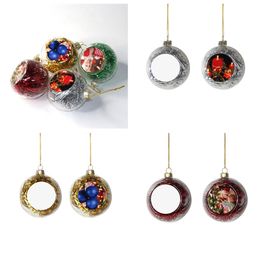 Wholesale Sublimation Christmas Ball Single Side for Sub 3.15inch 8cm Glass Silk Christmas Decorations Home Outdoor Pendants A12