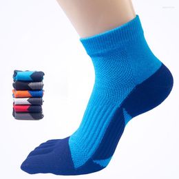 Men's Socks 5 Pairs Brand Men Sport Five Fingers Cotton High Elastic Cycling Running With Toes Japanese Quality Crew Toe
