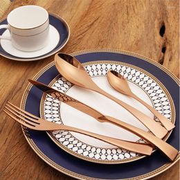Dinnerware Sets KAYA 18/8 Stainless Steel Rose Gold Cutlery Restaurant Tableware Set Knife Fork Spoon Table 4PC/SET