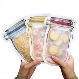 Multifunction Food Storage Bag Reusable Mason Jar Fresh Snacks Zipper lock Bags Collect Self-sealed Bags Kitchen Home Gadgets 500ml
