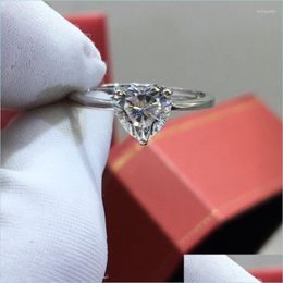 Cluster Rings Cluster Rings Sier 925 Original 2 Diamond Test Past D Colour Moissanite Heart Ring Brilliant Cut Gemstone Wedding Women Dhknf