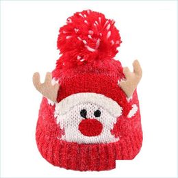 Christmas Decorations Christmas Decorations 1Pcs Hat Baby Kids Girls Boys Warm Winter Knit Wool Beanie Hats Xmas Cute Deer Caps1 Dro Dhg2V