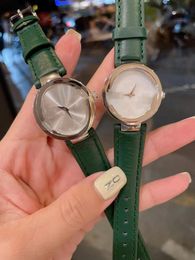 29mm Charm Women Interlocking Wristwatch Green Genuine Leather Watches Silver White Black Dial Female Quartz Watch Waterproof Clock