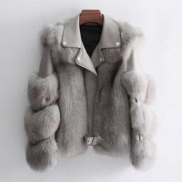 Women's Fur Faux Fashionable Warm Short Jacket Women Autumn Winter Pu Leather Motorcycle Jackets Ladies Luxury Coat T221102