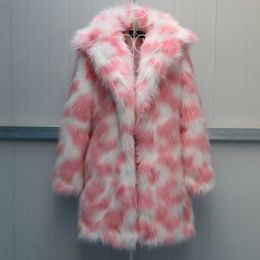 Women's Fur Faux Winter Thick Warm Coat Women High Quality Large Size Long Sleeve Jacket Luxury Coats Green Pink 6XL T221102