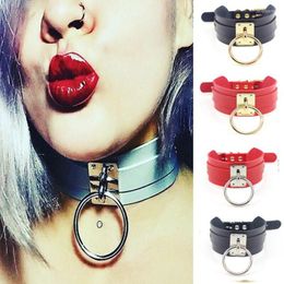 Choker Harajuku Stainless Steel Necklace Sexy Pu Leather Women Collar Bondage Goth Belt Gothic Punk Jewellery