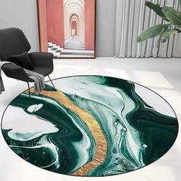 Carpets Round Floor Carpet White Green Abstract Marble Luxury Living Room Rug Table Chair Non-Slip Lounge Mat Nordic Bedroom Home Decor