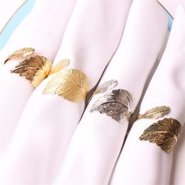 Creative Leaves Feather Napkin Ring Buckle Holders For Wedding Party Festivals Dinner Table Decoration