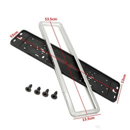 Licence Plate Frames European / German Russian 53 X 13 Cm Car Licence Plate Frame Holder With Four Screws Vehicle Sliver/Black Styli Dhuw9