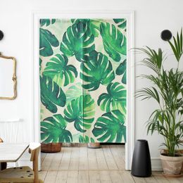 Curtain Watercolor Green Plant Cactus Fabric Japanese Half Cotton Door Bedroom Kitchen Home Coffee Bar Cafe Decoration Portiere