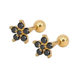 Simple Fashion Flower Female Cubic Zircon Stud Earrings for Women Girl Bridal Wedding Active Dangle Style Gifts