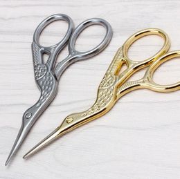 Stainless Steel Crane Shape Scissors Stork Measures Retro Craft Cross Stitch Shears Embroidery Sewing Tools 9.3cm Gold Silver Hand Tools SN70