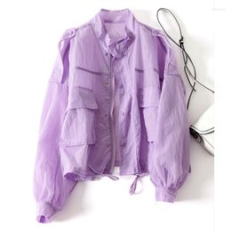 Women's Jackets 2022 Trendy Retro Tooling Wind Sunscreen Women's Loose And Thin Spring Summer Windbreaker Drawstring Jacket