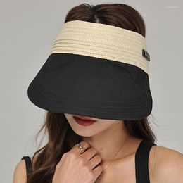 Wide Brim Hats Summer Casual Women Empty Top Sun Protection Fashion Ladies Travel Beach Hat Sprots Visor