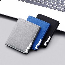 Wallets Canvas Solid Colour Men Short Metal Decor Leisure Travel Lightweight Coin Purse Bi-fold Small Wallet ID Card Holders L221101