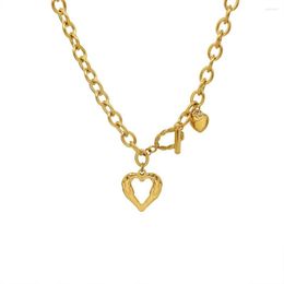 Choker Statement Hollow Heart Collares Stainless Steel Thick Texture Geometric Chain Necklaces For Women Fashion Jewellery