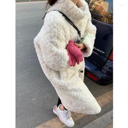 Women's Fur Winter Women Jackets Faux Teddy BEAR Outerwear Female Overcoat Jacket Long Coat Womens Fashion Vintage Suit