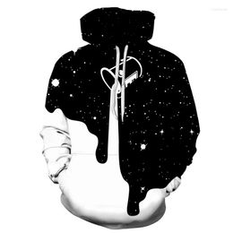 Men's Hoodies 2022 3D Milk Star Paint Bucket Black And White Mixed Colour Hoodie Men's Women's Long-sleeved Hooded Sweater