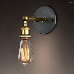 Wall Lamps American Country Wrought Iron Retro Single Head Lamp Industrial Bar Cafe Hall Balcony Small