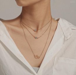 Chains Creative Geometric Hollow Round Necklace Femininity Simple Small Petite Star Micro-Set Party Gift Lady Jewellery