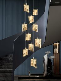 Chandeliers Stair Chandelier Nordic Light Luxury Acrylic High-end Villa Duplex Building Rotating Empty Living Room