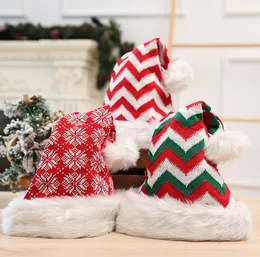 Festive Christmas hat knitted Christmas skull hats thick plush striped cap