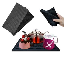 Silicone Dish Drying Mat for Kitchen Counter Eco Friendly Food Grade Silicone Sink Mats Easy to Clean Heat Resistant Plate Pads