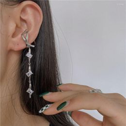 Backs Earrings Korean Elegant Crystal Ear Cuff Clip On For Women Copper No Pierced Fake Zircon Jewelry