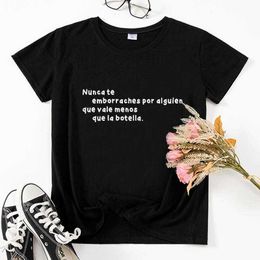 Hipster Camiseta De Tops Mujer Spanish Phrase Women T-shirts Short Sleeve Letter