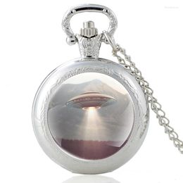 Pocket Watches High Quality Unidentified Flying Object Glass Cabochon Quartz Watch Vintage Men Women Pendant Necklace Gifts