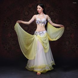 Stage Wear & Dance 2022 Belly Dancing Clothes Oriental Outfits Beaded Costume Bra Skirt LED