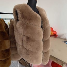 Women's Fur Faux Winter women's cold blouse with fur faux coat Vest fluffy jacket thick Synthetic for women vest T221102