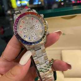 Relógios de luxo para homens Role x Relógio de diamante arco-íris masculino mais vendido em relógios de pulso
