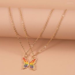 Chains Friendship Card Butterfly Necklace European And American Ins Creative Animal Dripping Oil Pendant Collarbone