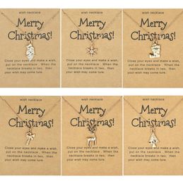 Promotion Christmas Pendant Necklaces Santa Crutch Boots Reindeer Snowflake Necklaces Xmas Card Necklace Gift for Women