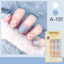 False Nails 24Pcs/Box Detachable Fake Art Nail Tips Press On With Designs Set Colourful Artificial Short Glue