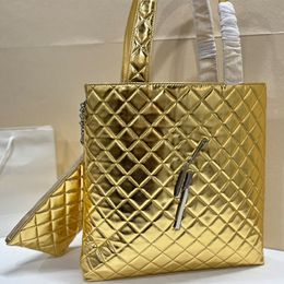 Golden Gaby Totes Bag Men Diamond Lattice Envelope Pouch Women Shopping Bags Handbags Purse Large Capacity Hardware Letters Solid Colour Zipper Bag with Small Wallet