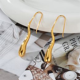 Ins Simple Stud Long Liquid Drop Earrings Female French Minority Design Neutral Cool Autumn/Winter New Jewelry Accessories