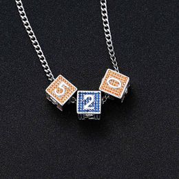 New Fashion Dice Cube 26 English Letter Pendant Tetrahedral Zircon Free Matching Combination Trendy Hip Hop Jewelry