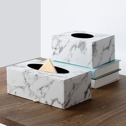 PU Leather Tissue Case Box Container Marble Pattern Home Car Towel Napkin Papers Dispenser Holder Table Decoration 1223266