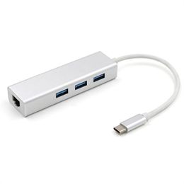 Type C Ethernet Adapter to RJ45 Lan Network Card Wired 10/100/1000Mbps Gigabit USB 3.0 Hub 5Gbps For Macbook Notebook Laptop